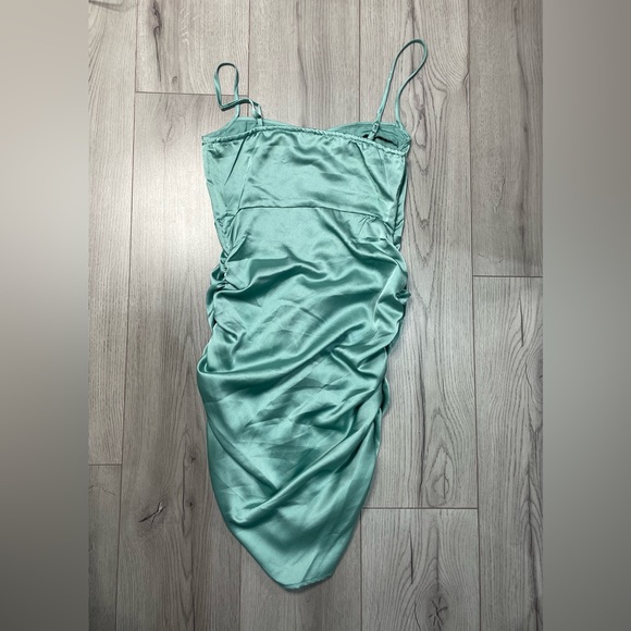 PrettyLittleThing teal satin dress - Picture 3 of 3